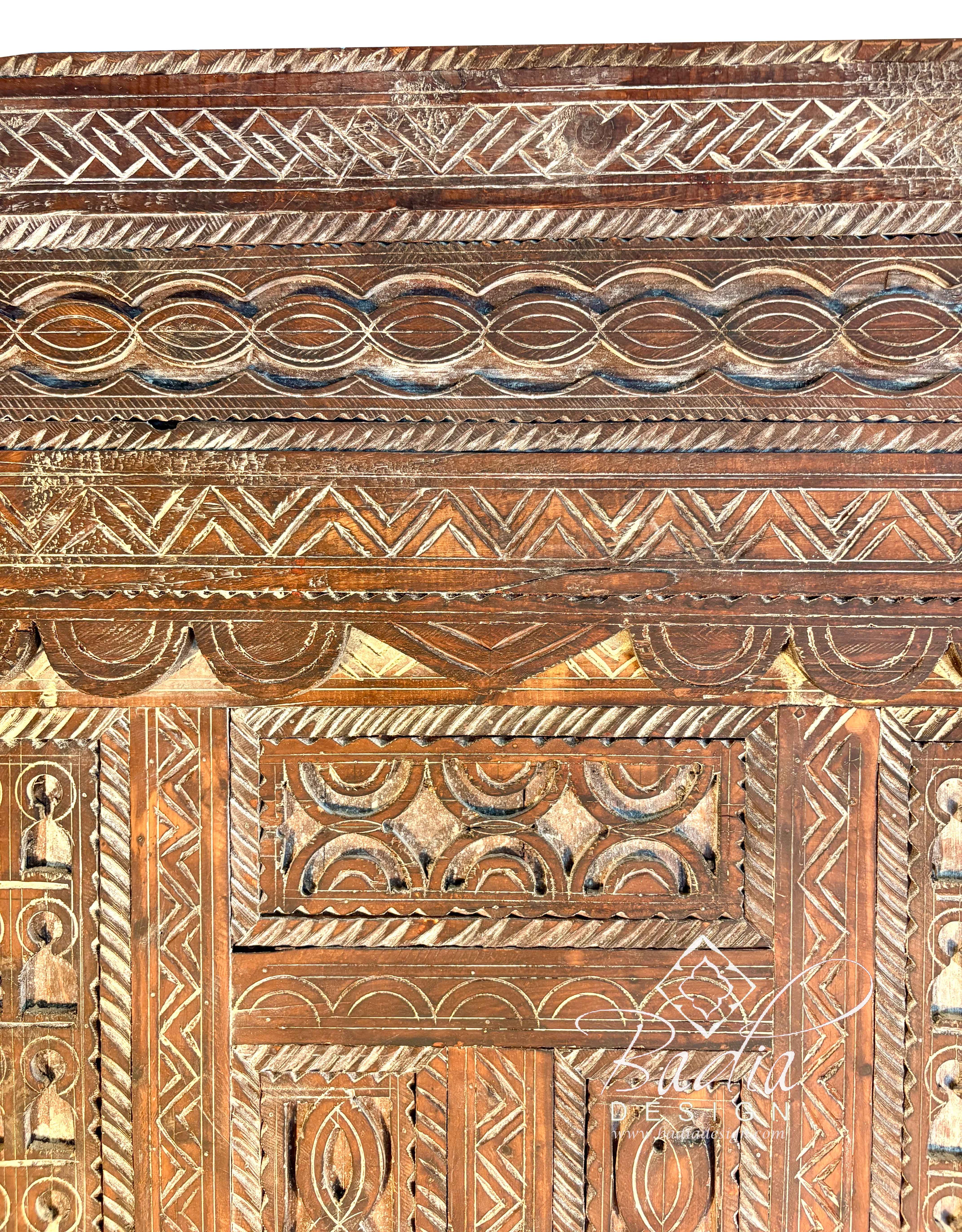 Rustic Decorative Wooden Door with Intricate Carvings
