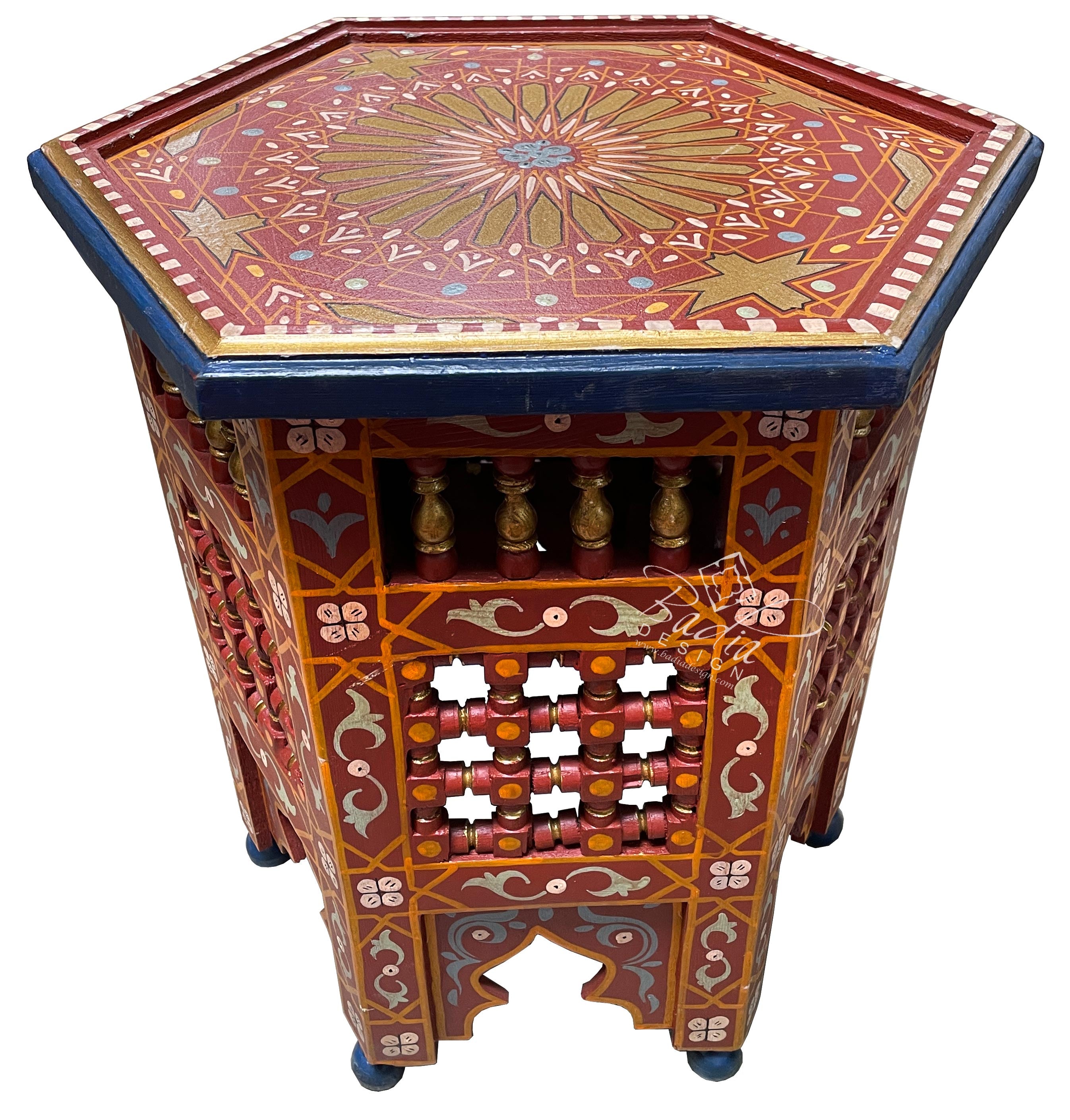 Small Red Hand Painted Side Table