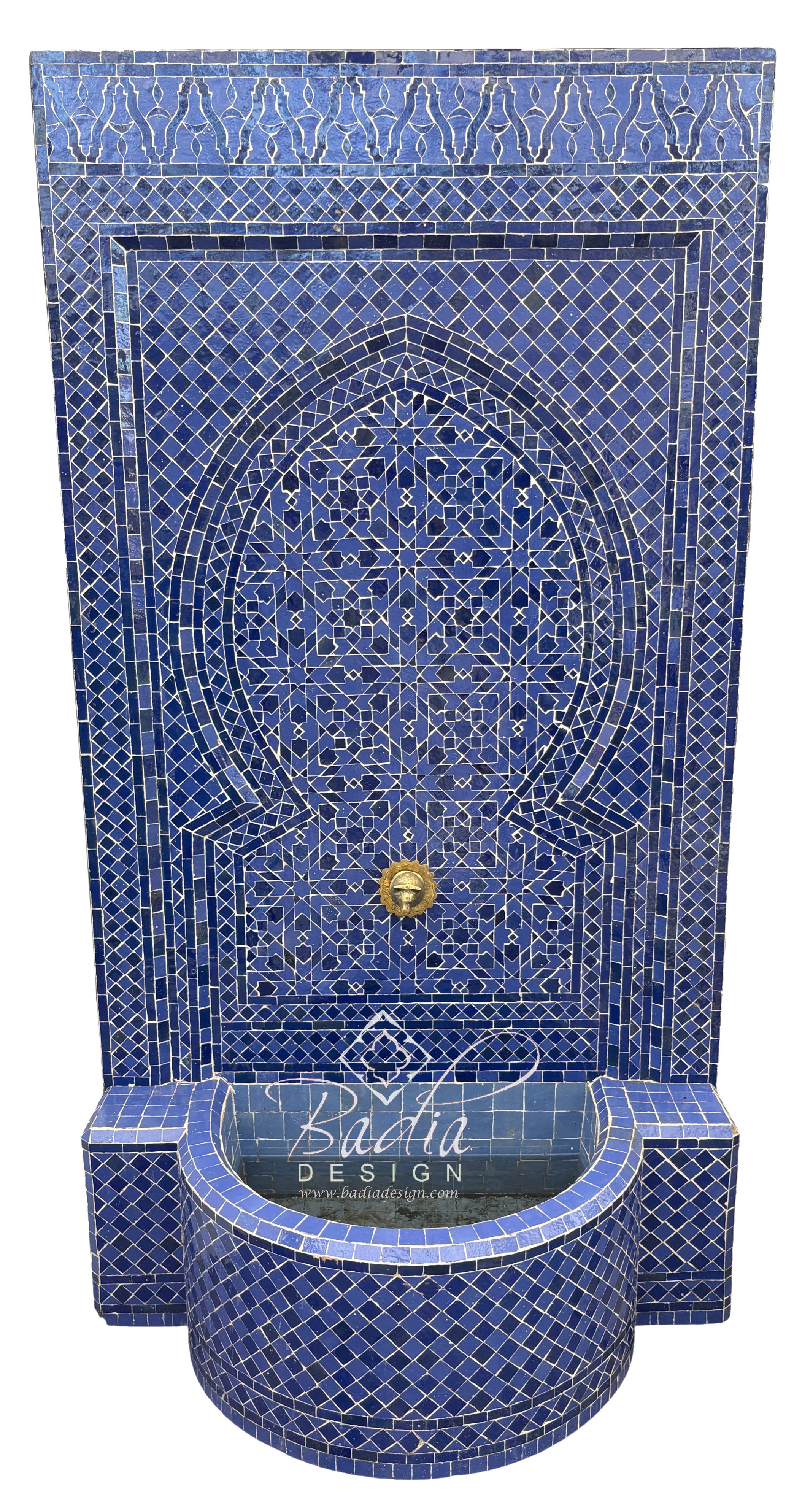 Tall Blue Mosaic Tile Water Fountain