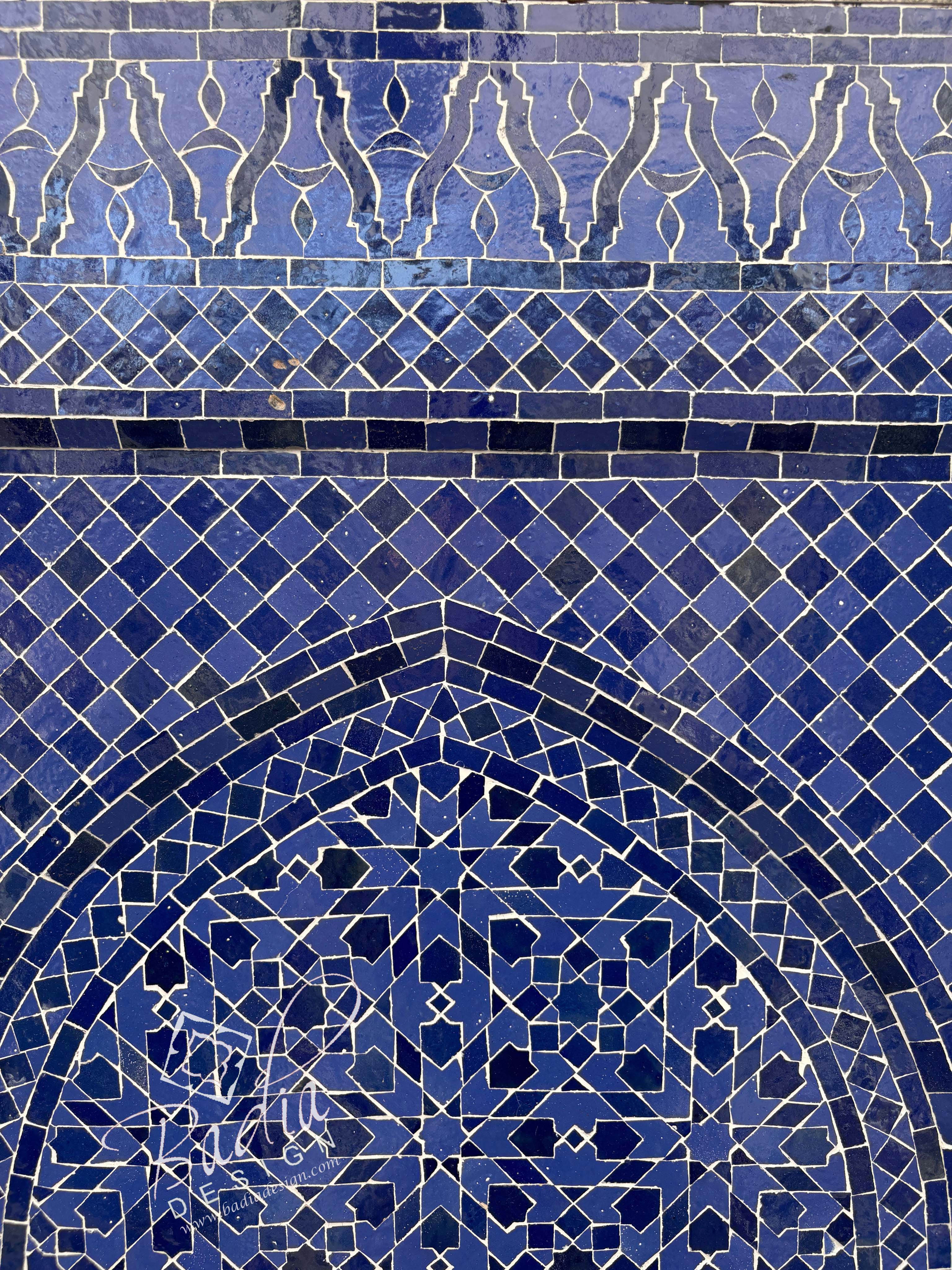 Tall Blue Mosaic Tile Water Fountain