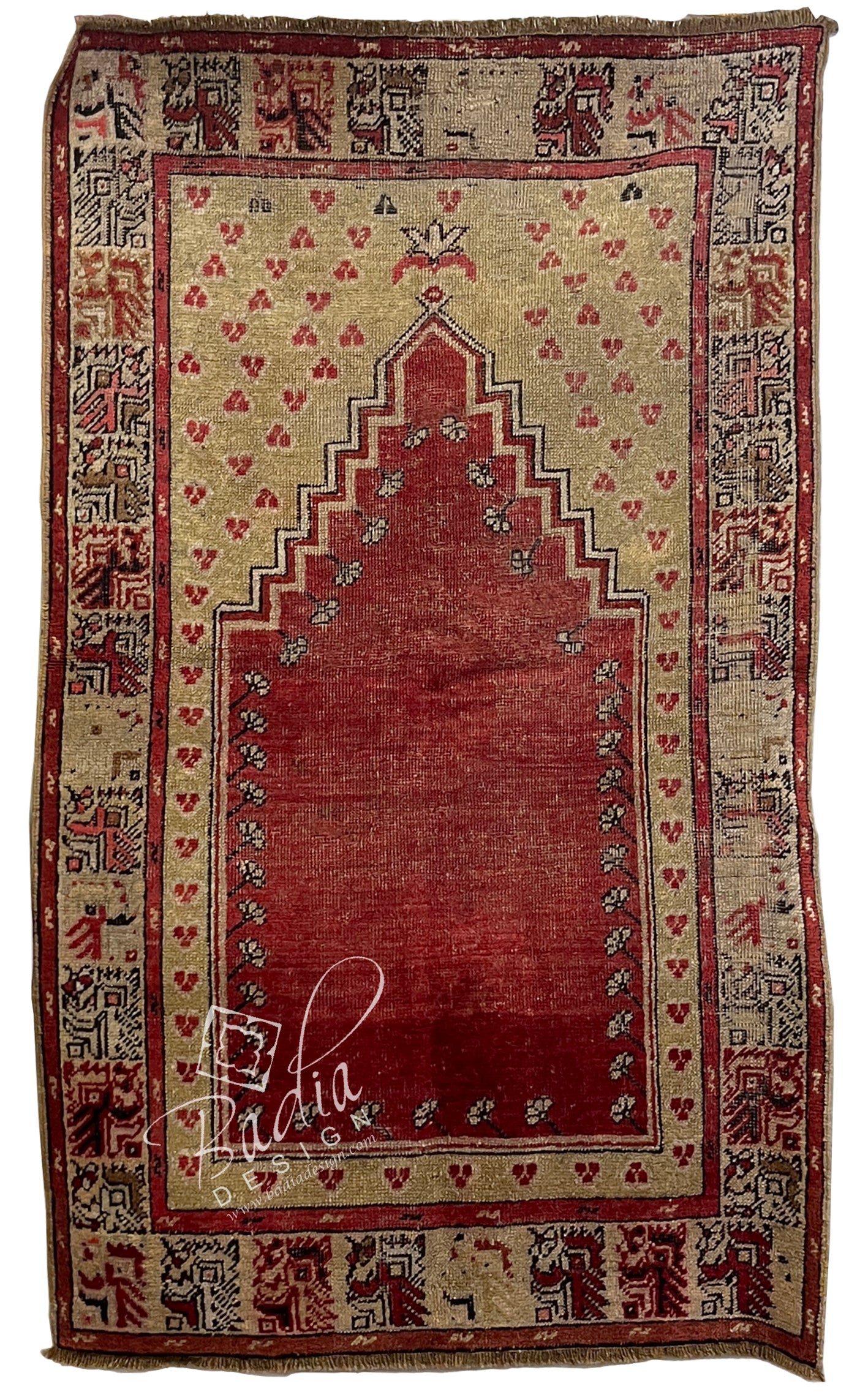 Red Multi-Color Vintage Turkish Rug from Badia Design Inc.