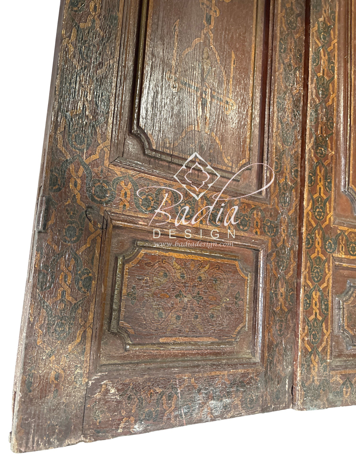 Vintage Red Hand Painted Wooden Door