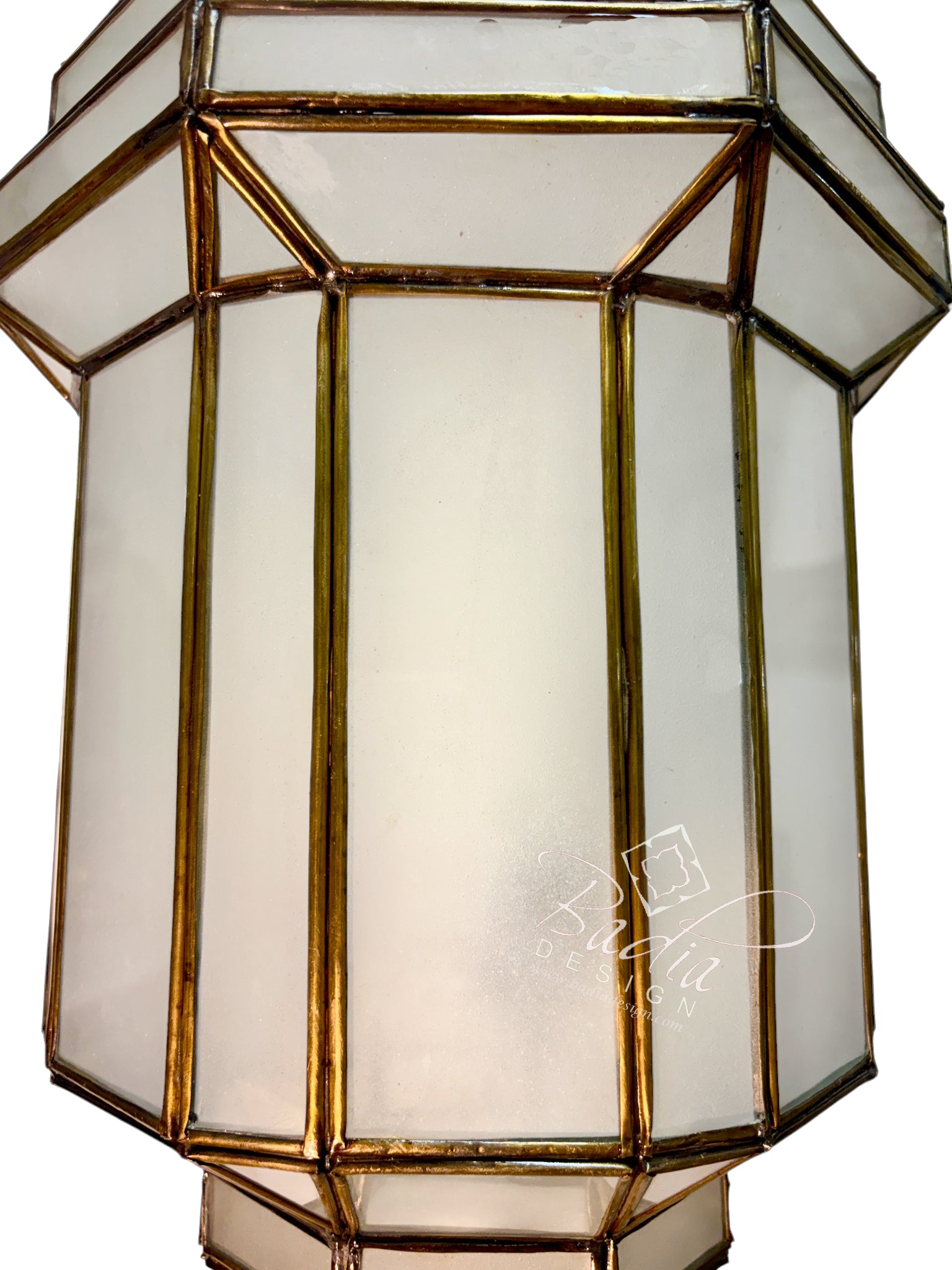 White Glass Brass Hanging Lantern