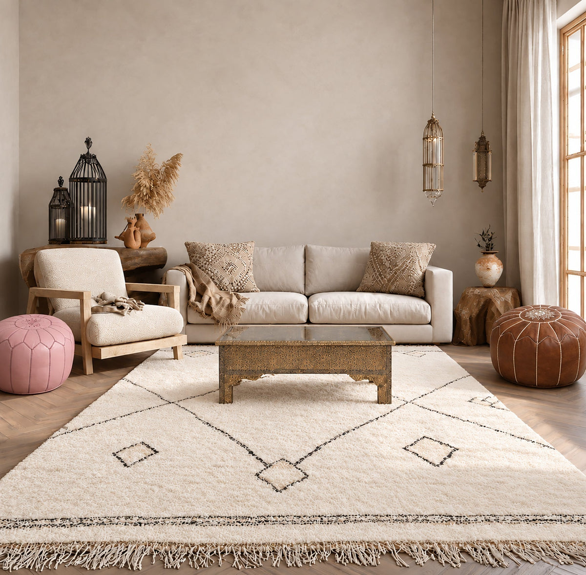 Moroccan Leather Poufs