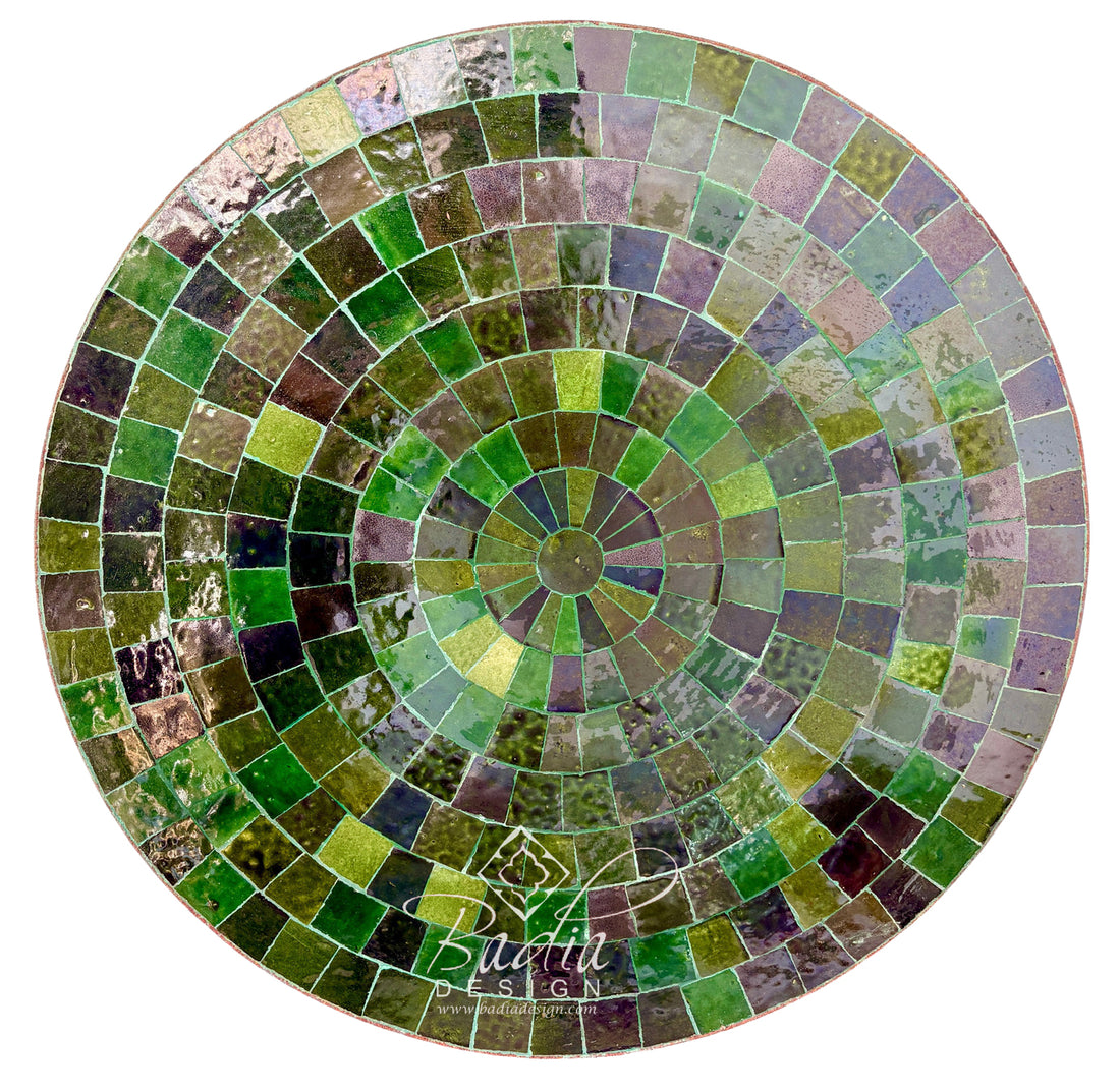 24" Round Emerald Green Mosaic Tile Tabletop