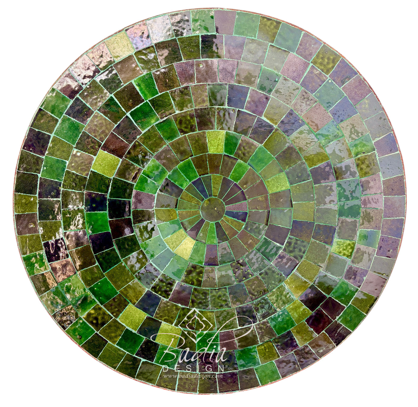24" Round Emerald Green Mosaic Tile Tabletop