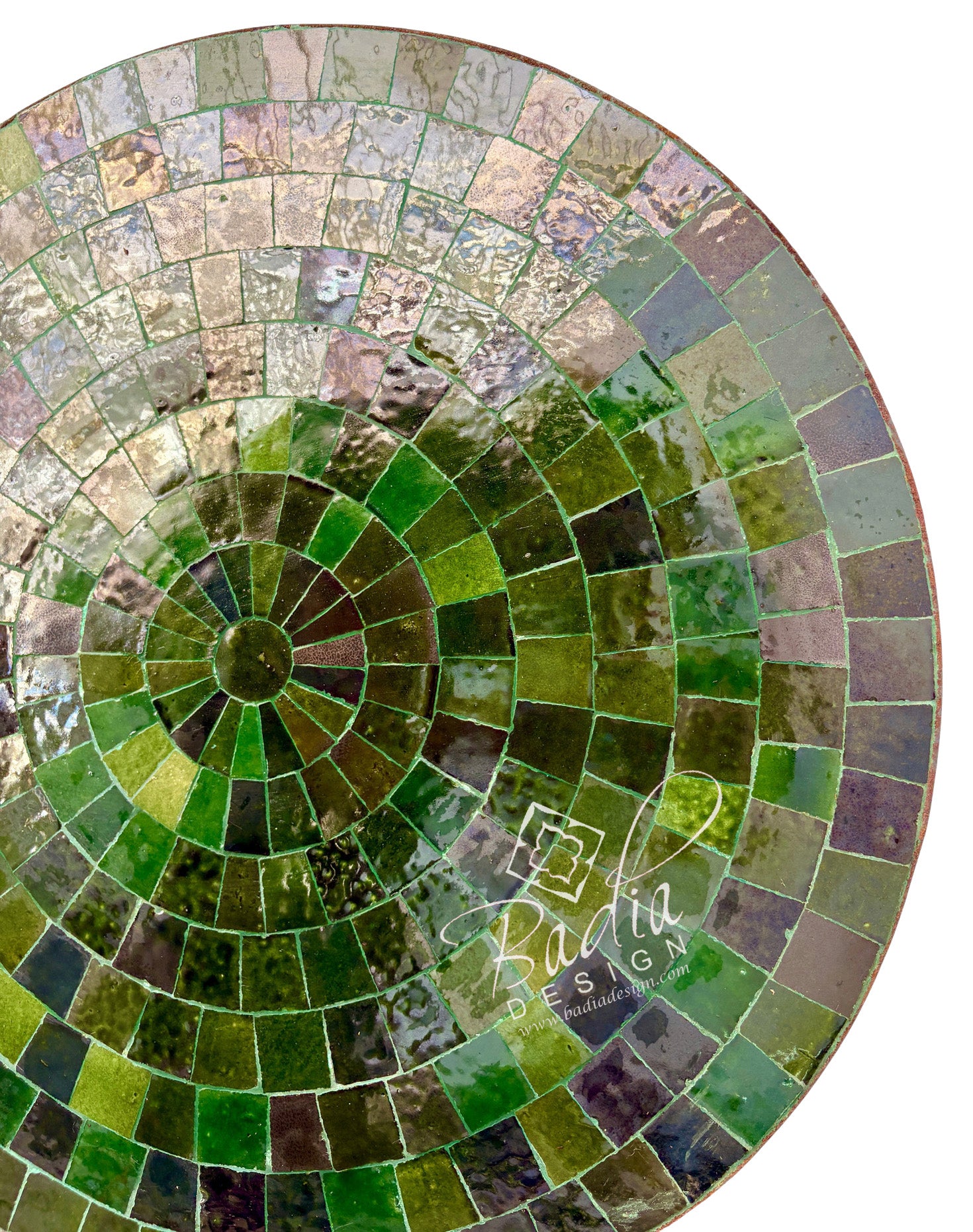 24" Round Emerald Green Mosaic Tile Tabletop
