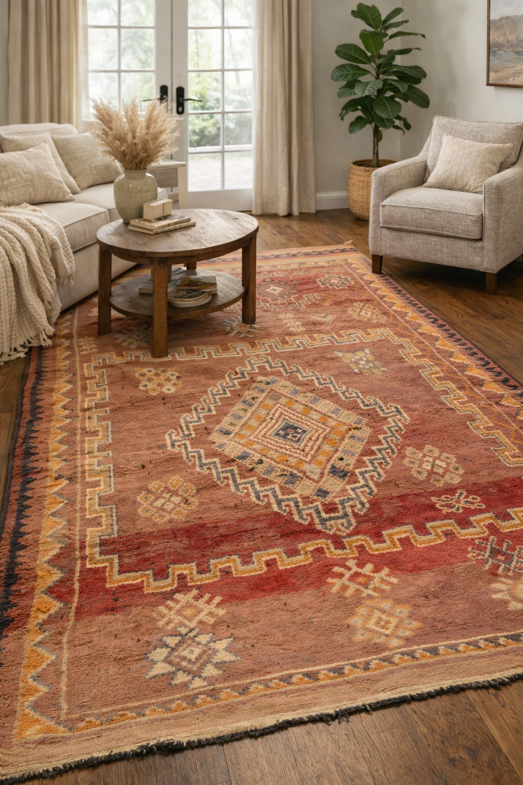 Vintage Multi-Color Moroccan Tribal Rug