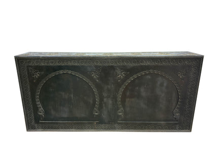 Dark Stained Carved Cedar Wood Bar