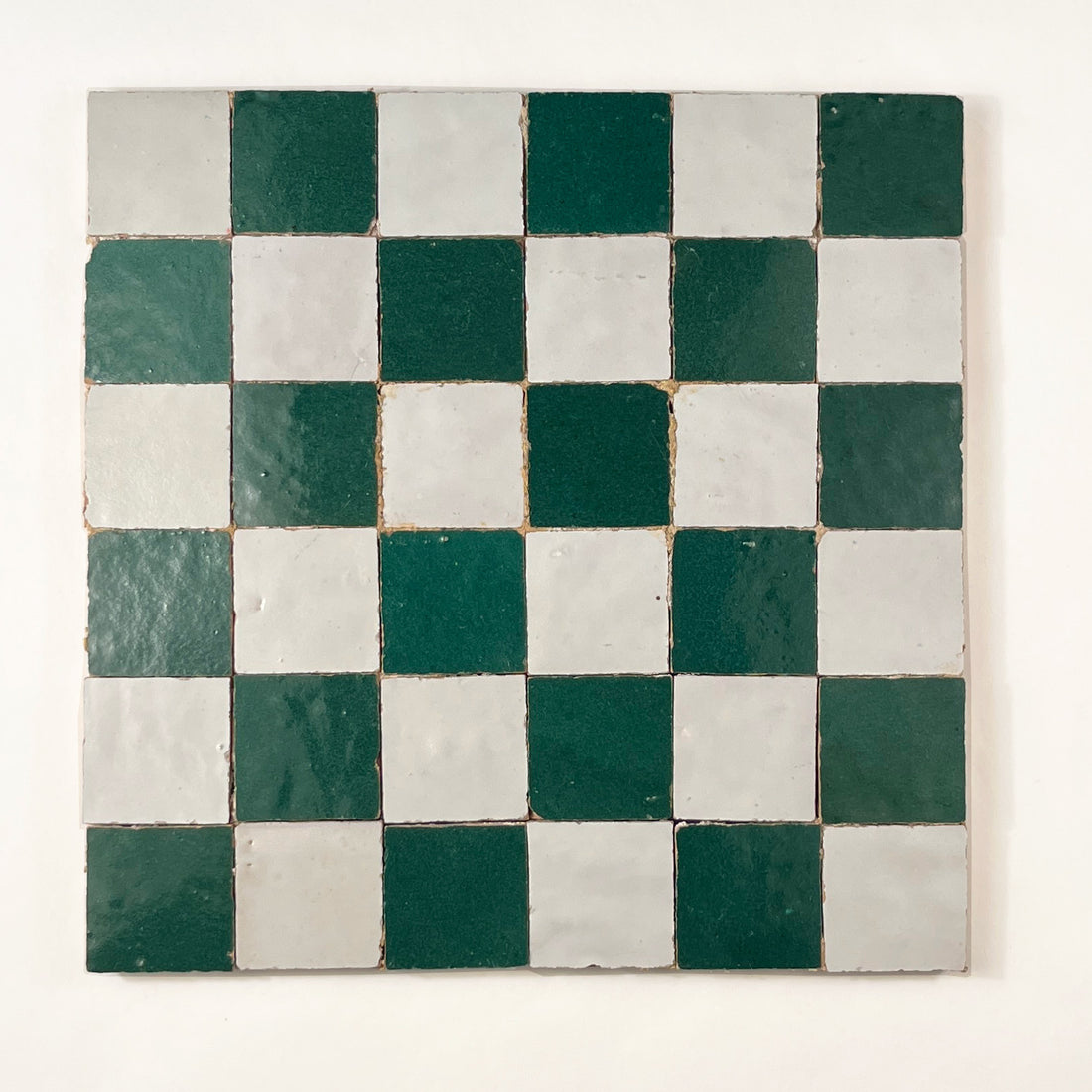 2x2 Blanca + Evergreen Zellige Mosaic Tile