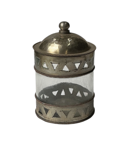 Nickel Silver Hammered Lidded Canister