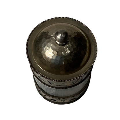 Nickel Silver Hammered Lidded Canister