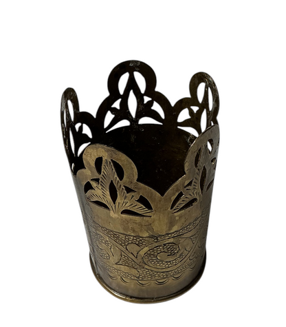 Pierced Brass Engraved Cup Holder