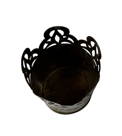 Pierced Brass Engraved Cup Holder