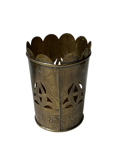Pierced Brass Engraved Cup Holder