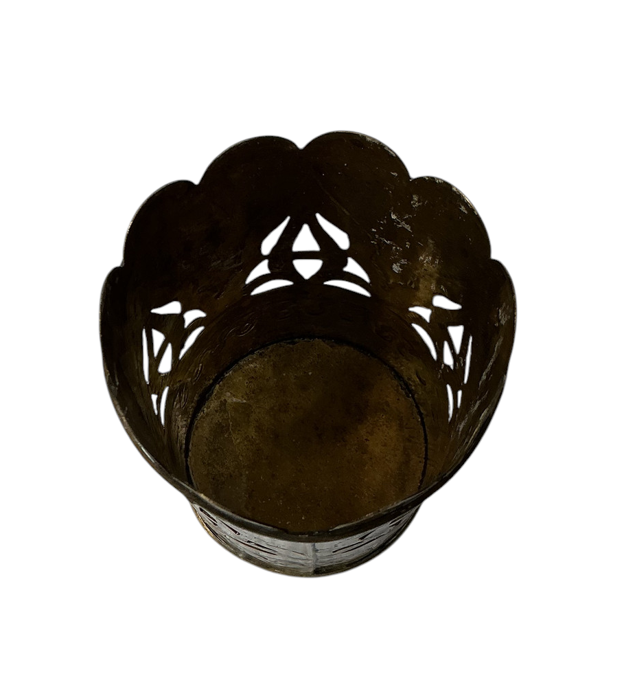 Pierced Brass Engraved Cup Holder
