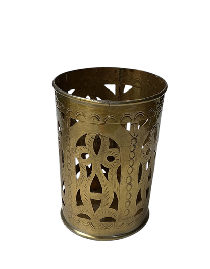 Pierced Brass Engraved Cup Holder