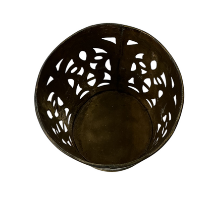 Pierced Brass Engraved Cup Holder