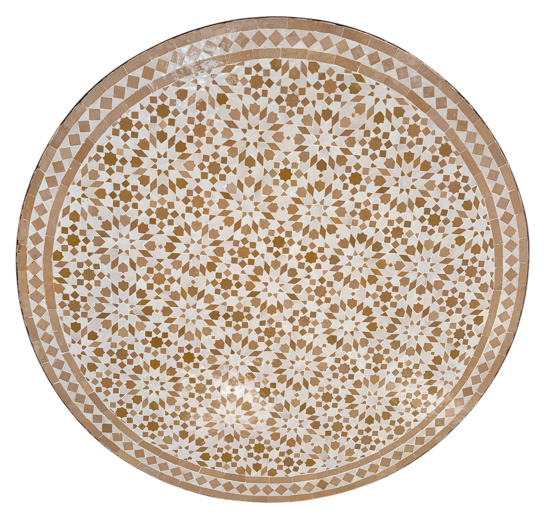 39" Multi Beige Zellige Mosaic Table Top