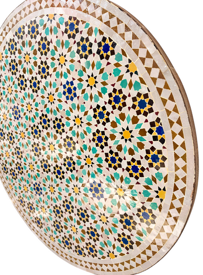 39" Multi Aqua Zellige Mosaic Table Top