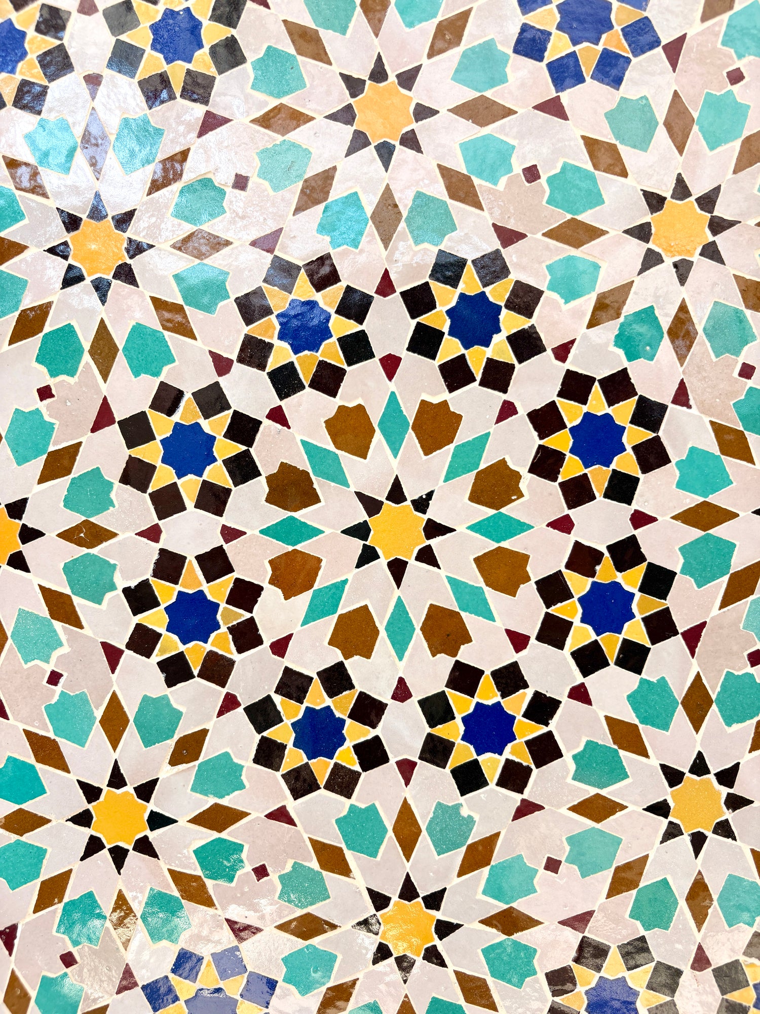39" Multi Aqua Zellige Mosaic Table Top