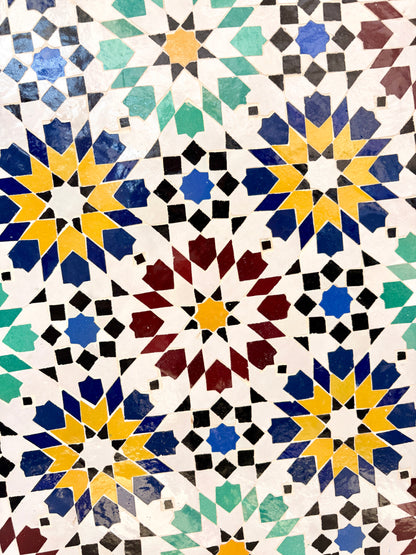 39" Multi Sunflower Zellige Mosaic Table Top