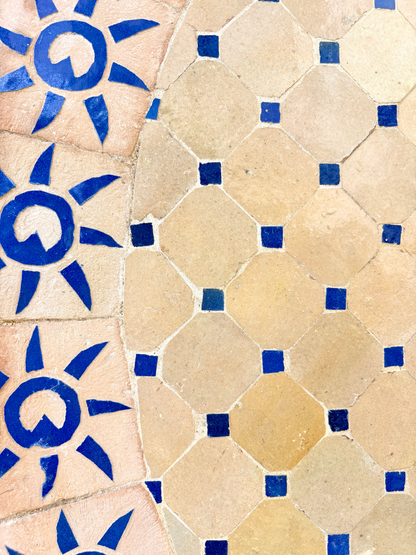 39" Multi Beige Zellige Mosaic Table Top