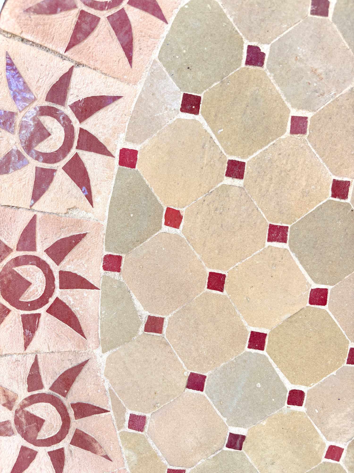 39" Multi Beige Zellige Mosaic Table Top