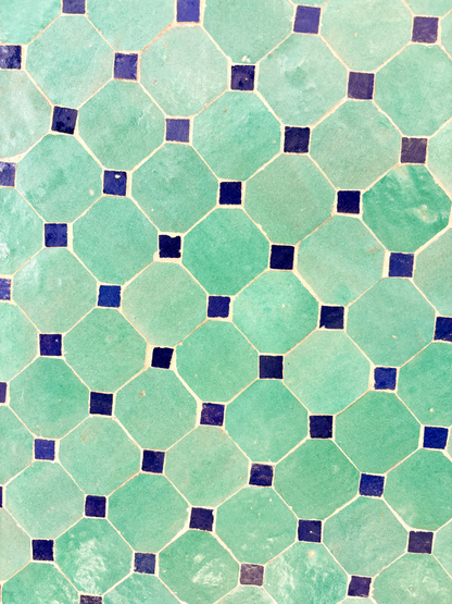 39" Multi Aqua Zellige Mosaic Table Top