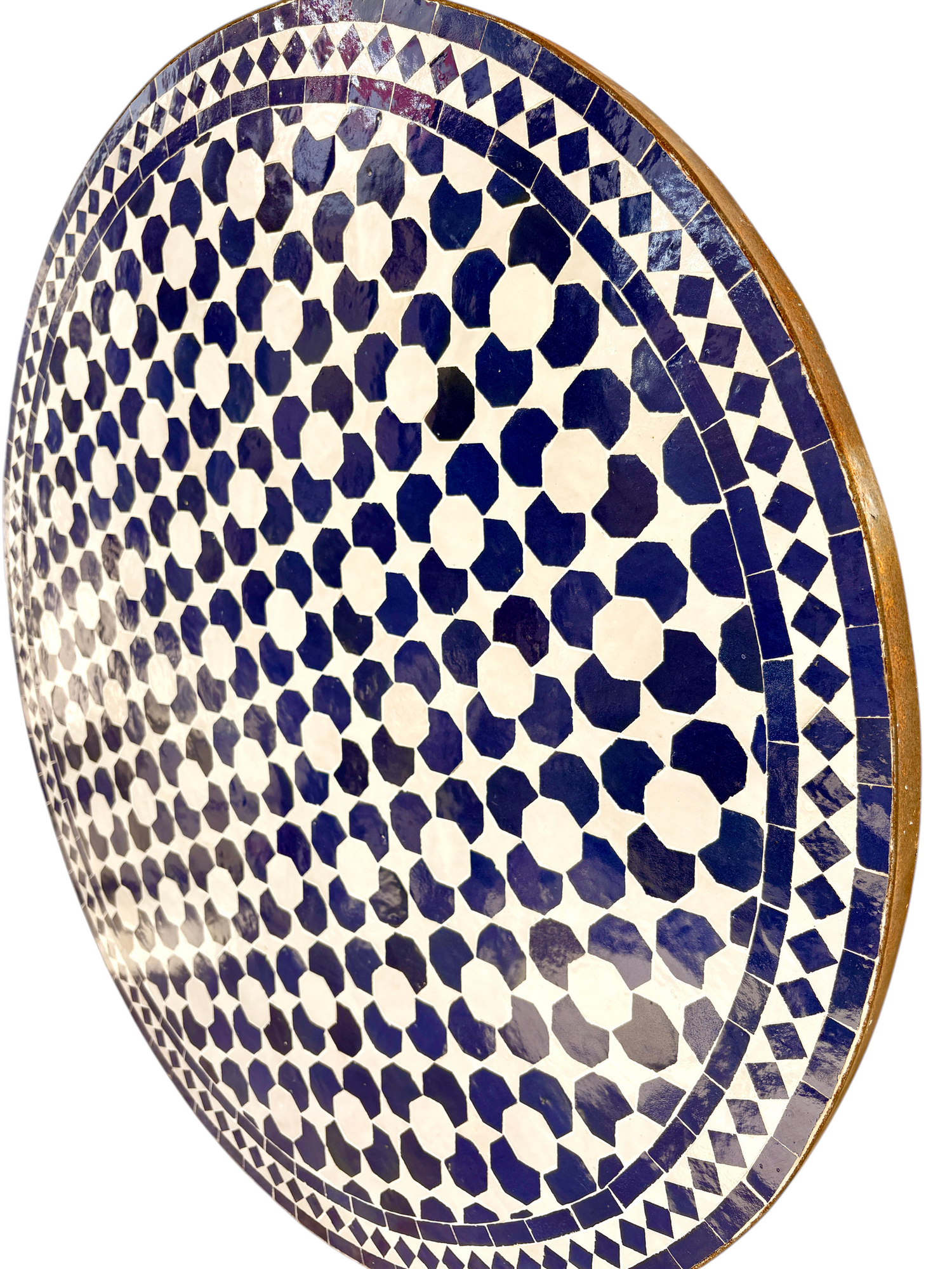 39" Multi White Navy Zellige Mosaic Table Top