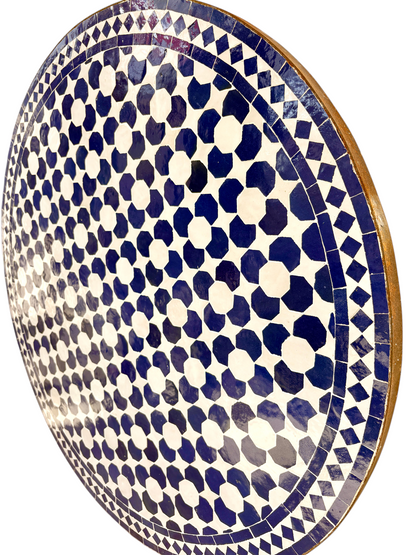 39" Multi White Navy Zellige Mosaic Table Top