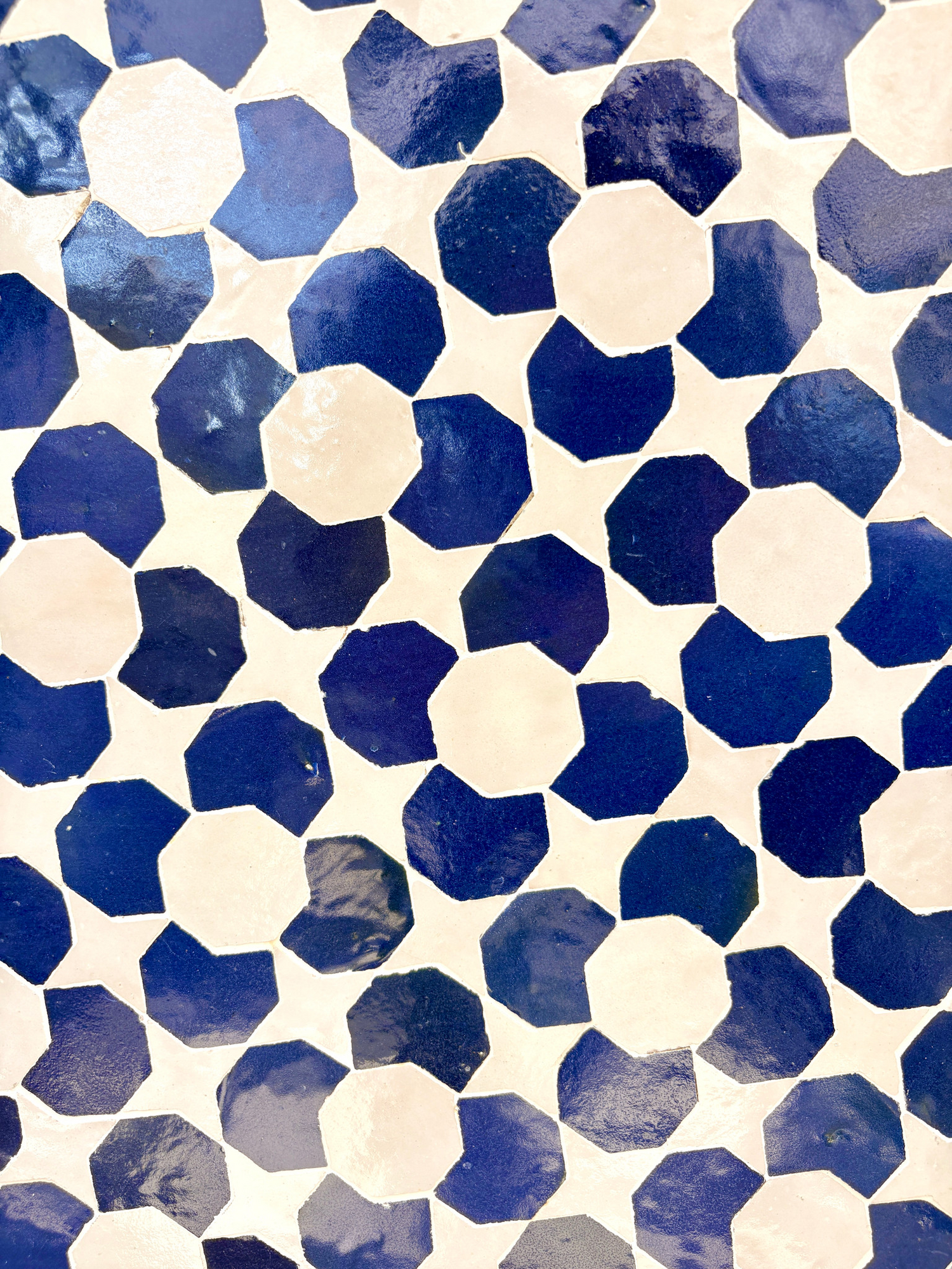 39" Multi White Navy Zellige Mosaic Table Top
