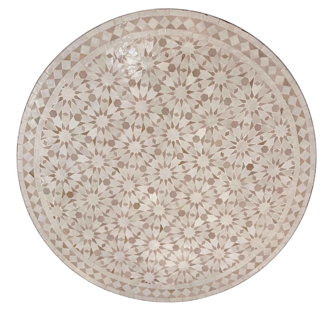 39" Beige Zellige Mosaic Table Top