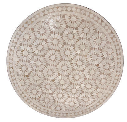 39" Beige Zellige Mosaic Table Top