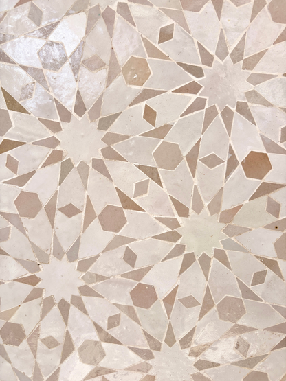 39" Beige Zellige Mosaic Table Top