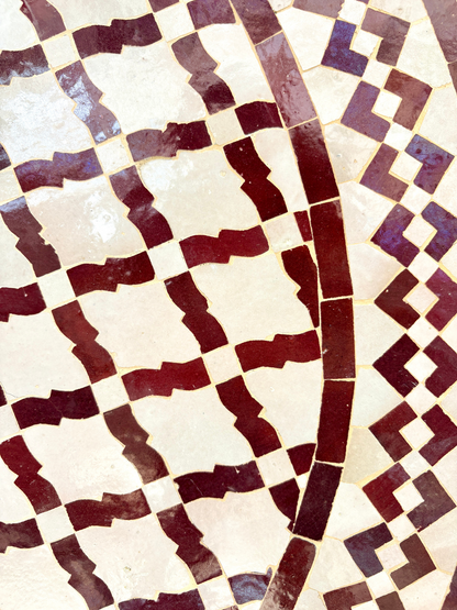 39" Multi Oxblood Zellige Mosaic Table Top