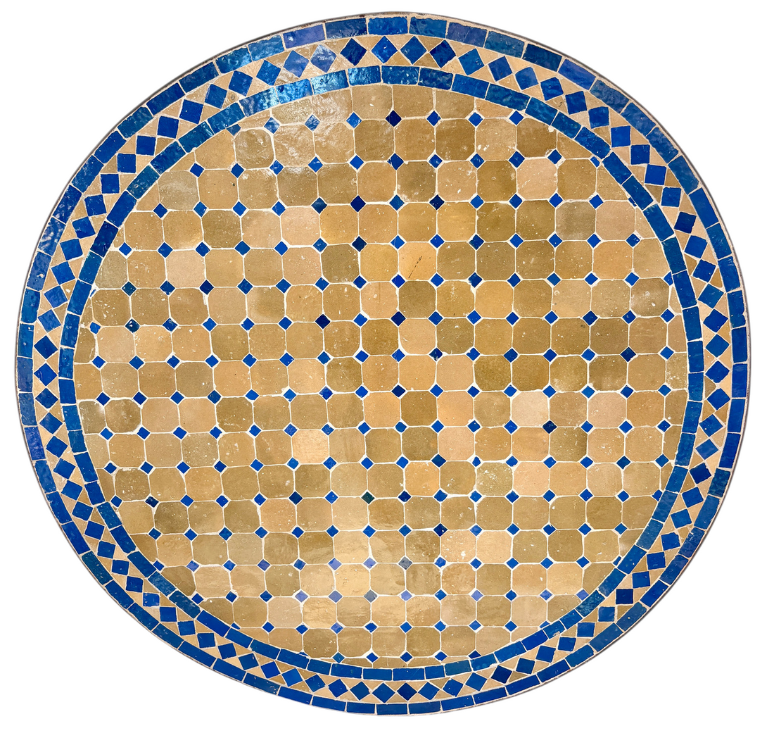 39" Beige Ochre Zellige Mosaic Table Top