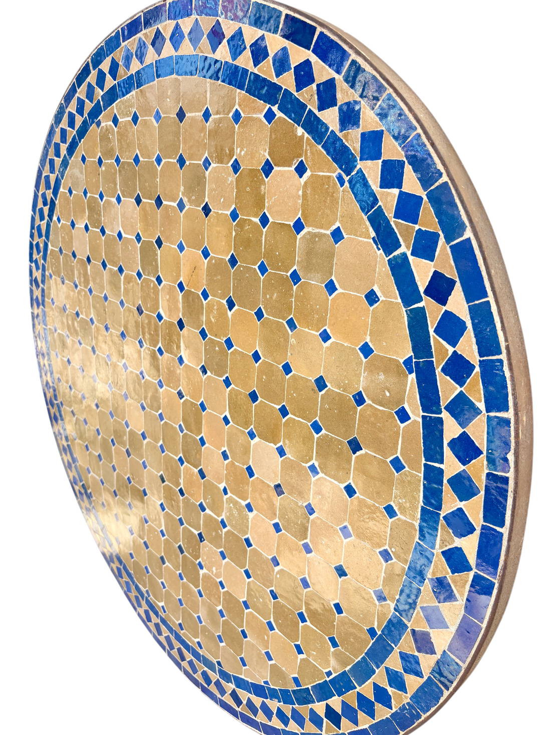 39" Beige Ochre Zellige Mosaic Table Top