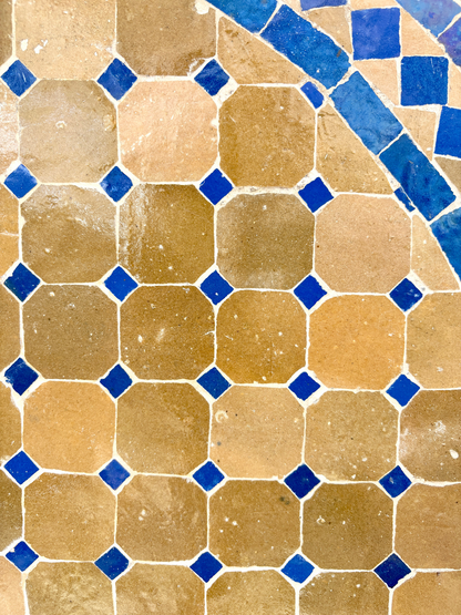 39" Beige Ochre Zellige Mosaic Table Top