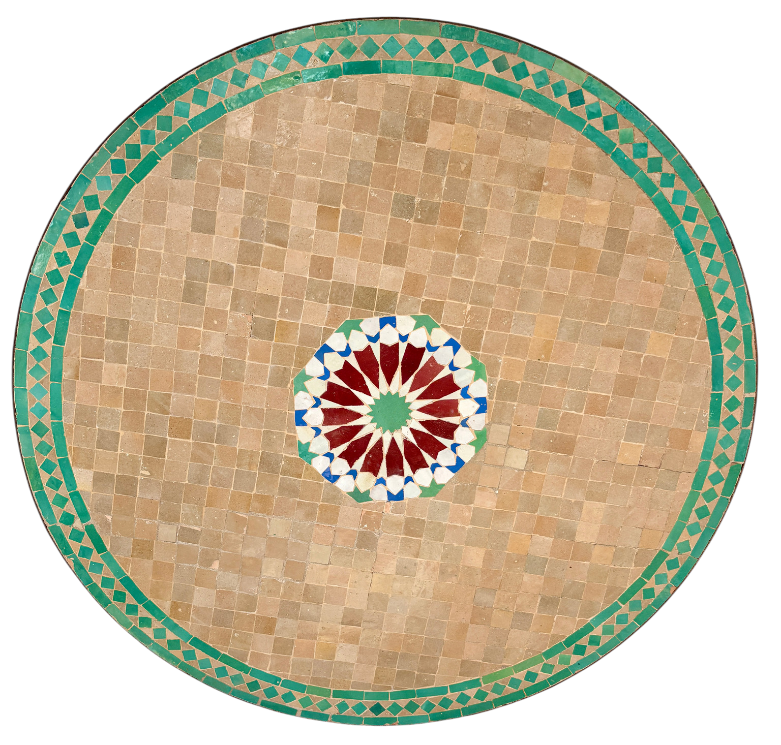 39" Multi Beige Zellige Mosaic Table Top