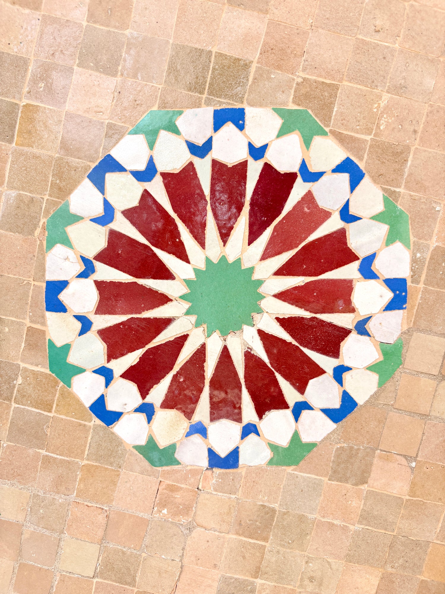 39" Multi Beige Zellige Mosaic Table Top