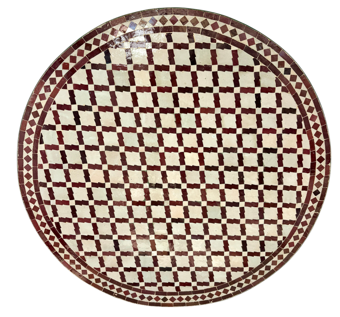 39" Multi Oxblood Zellige Mosaic Table Top