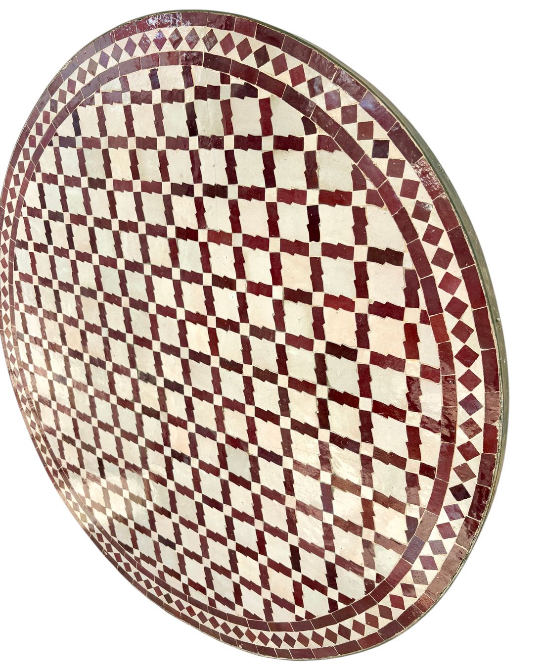 39" Multi Oxblood Zellige Mosaic Table Top