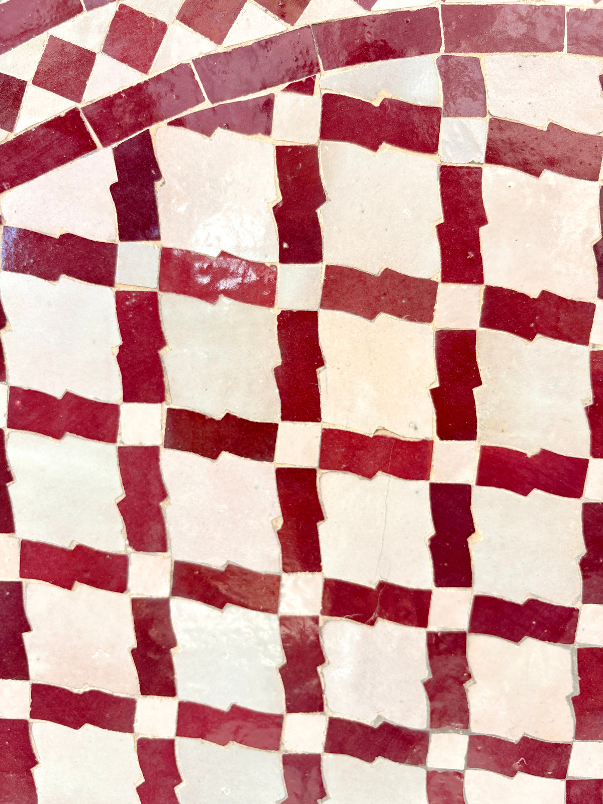 39" Multi Oxblood Zellige Mosaic Table Top