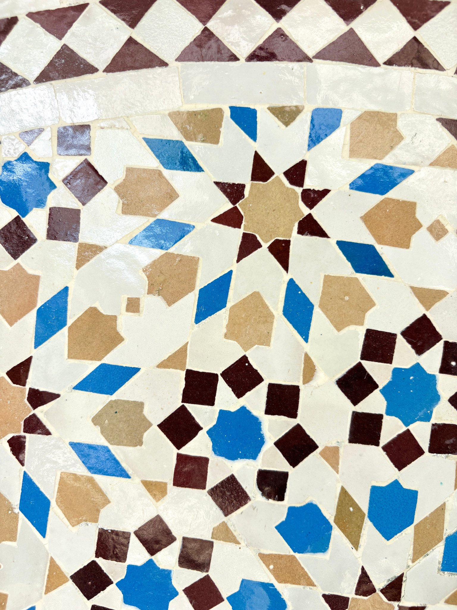 48" Multi Blue Zellige Mosaic Table Top