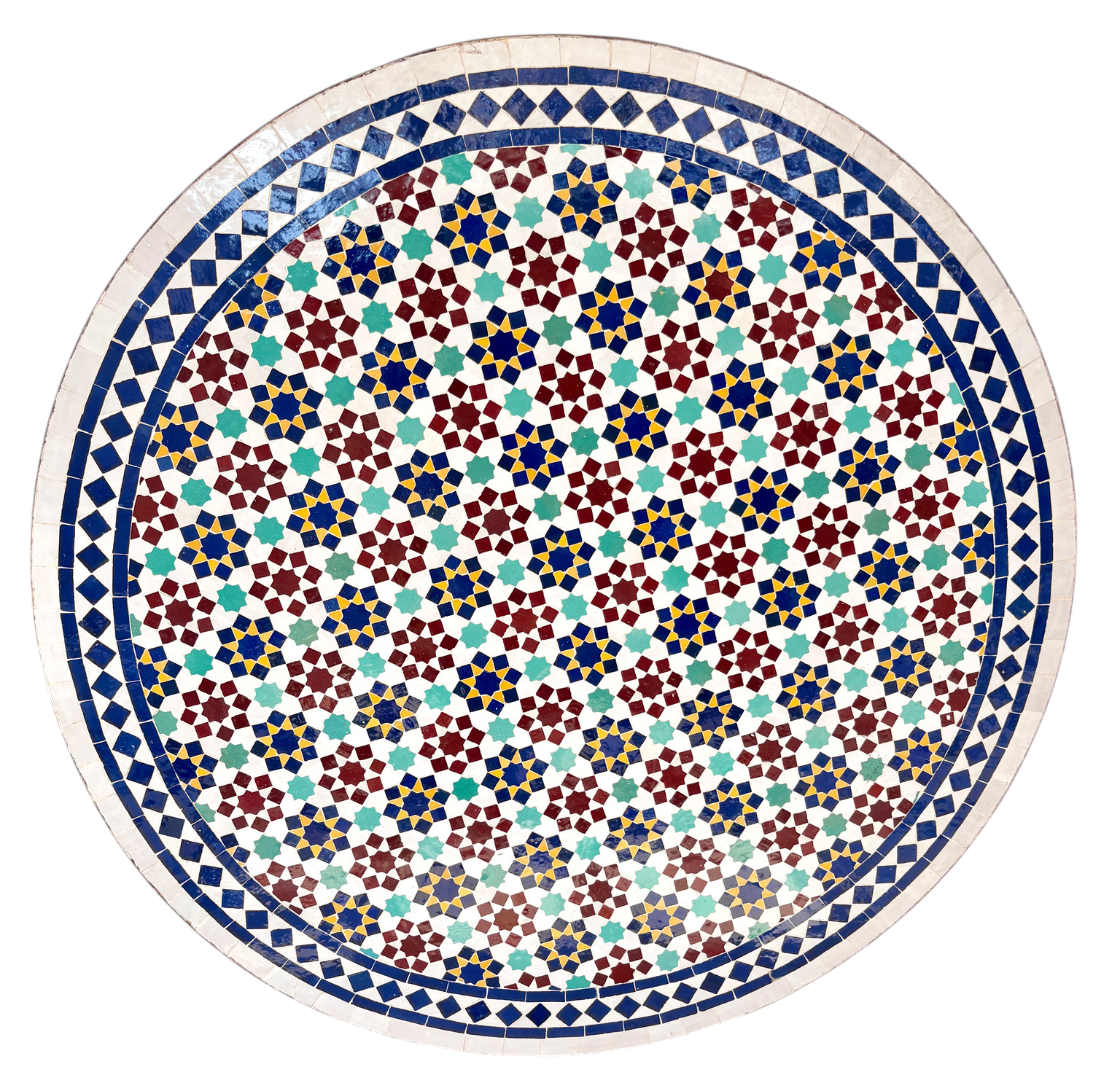 48" Multi Oxblood Zellige Mosaic Table Top