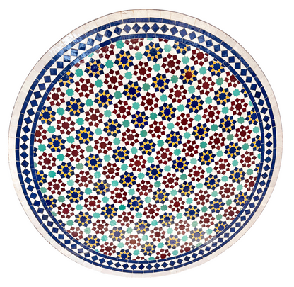 48" Multi Oxblood Zellige Mosaic Table Top