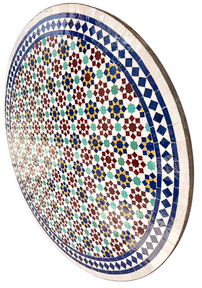 48" Multi Oxblood Zellige Mosaic Table Top