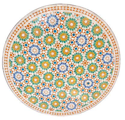 48" Multi Aqua Zellige Mosaic Table Top