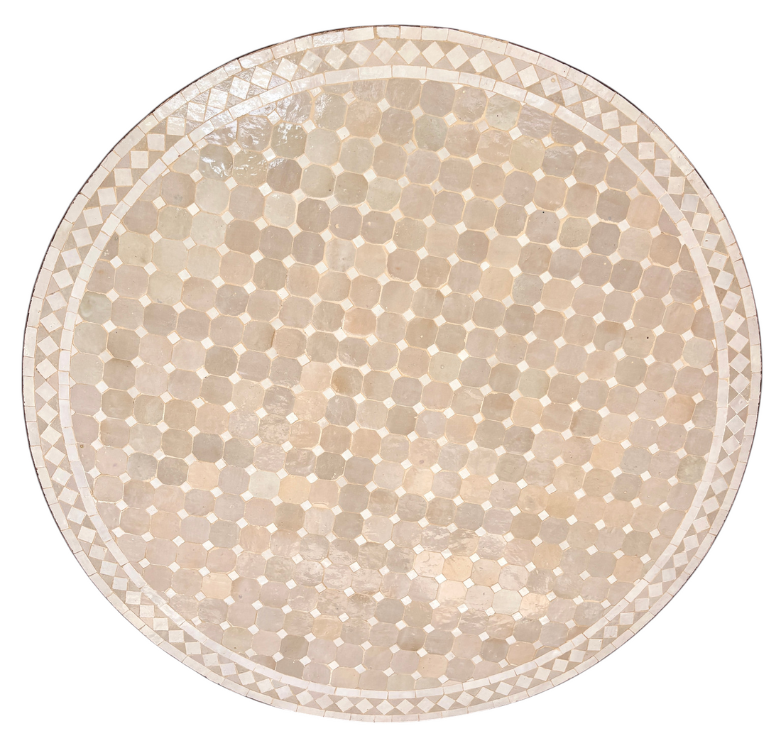 48" Beige Zellige Mosaic Table Top